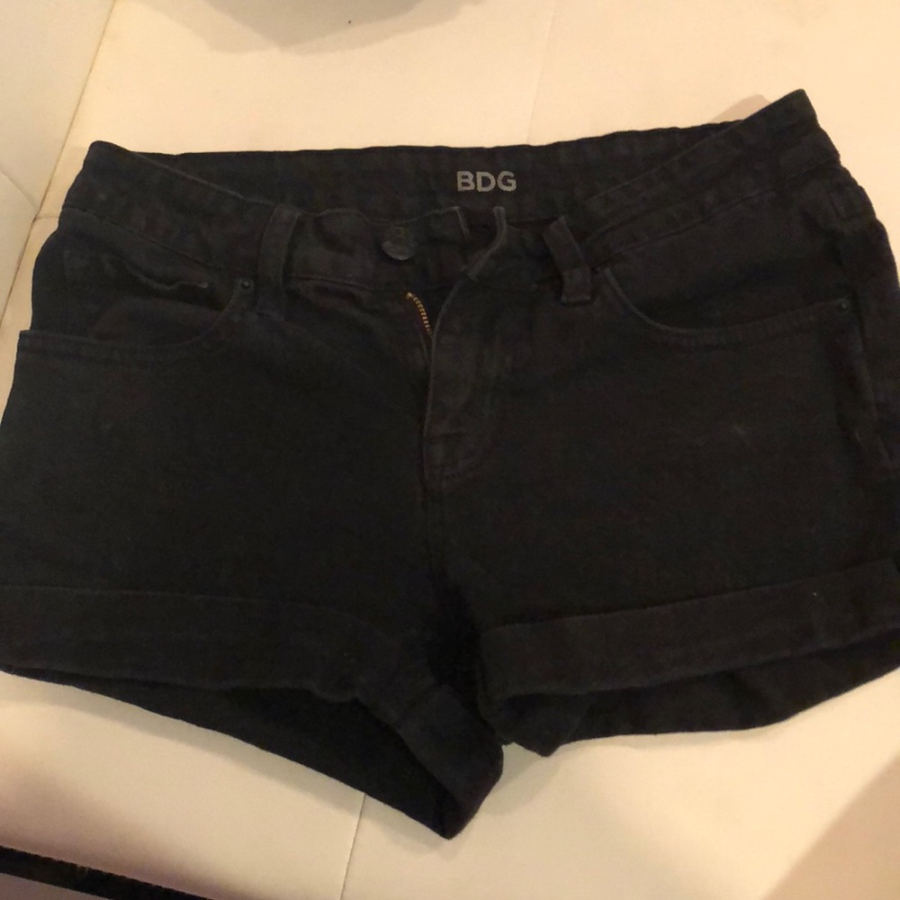 Black denim shorts